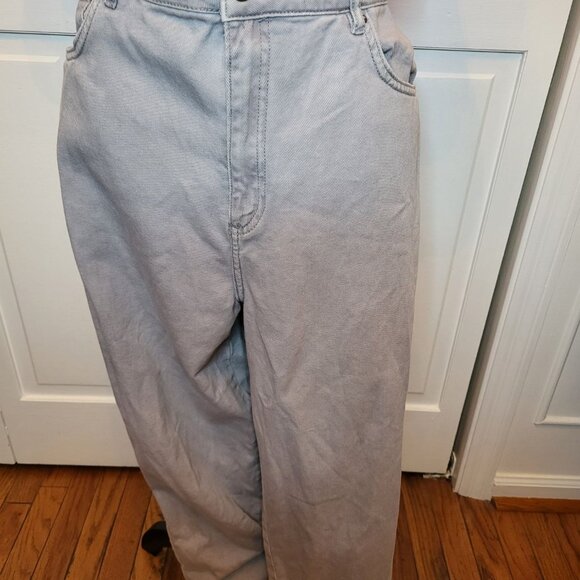 H & M Gray High Rise Straight Leg Mom Jeans 12 Baggy Relaxed 90s Grunge - Picture 4 of 10